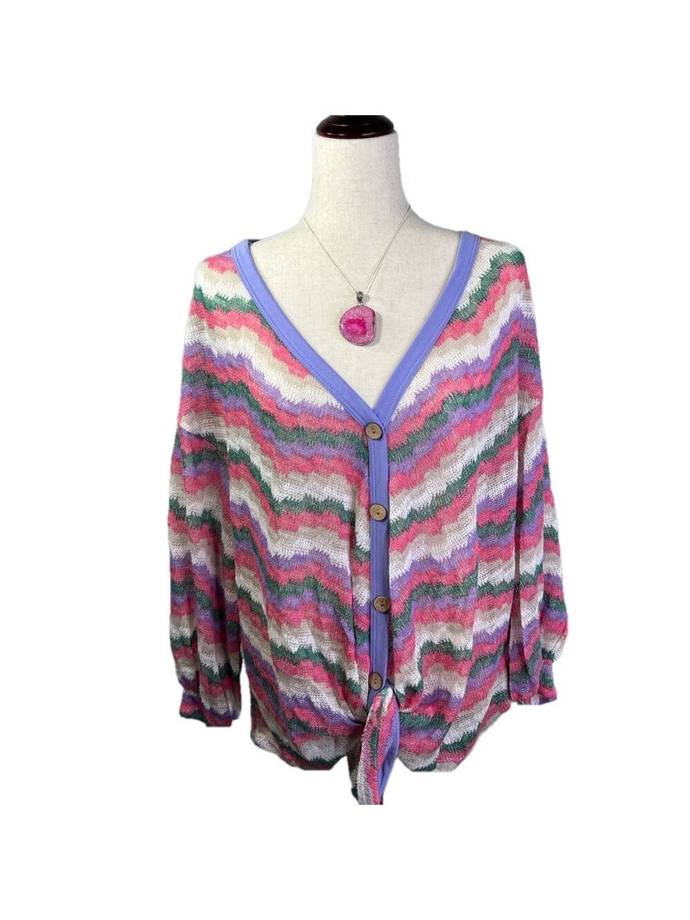 #123 Plus size Zigzag Stripe Button Down Top 1X 2x 3x